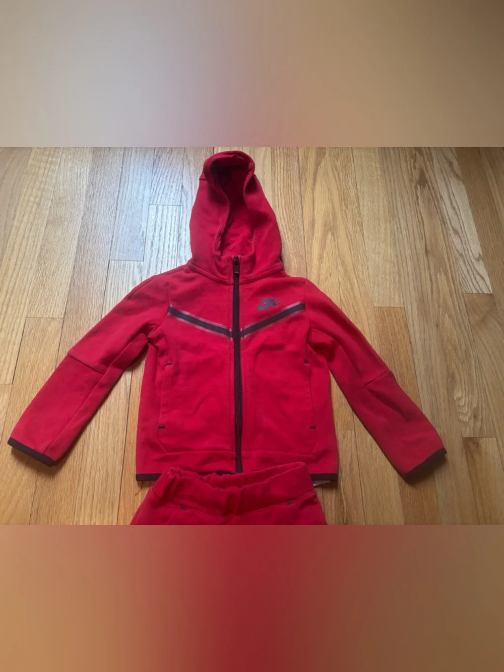 Nike Tech Kids' Red Hooded Tracksuit Set, 2T - Picture 3 of 7